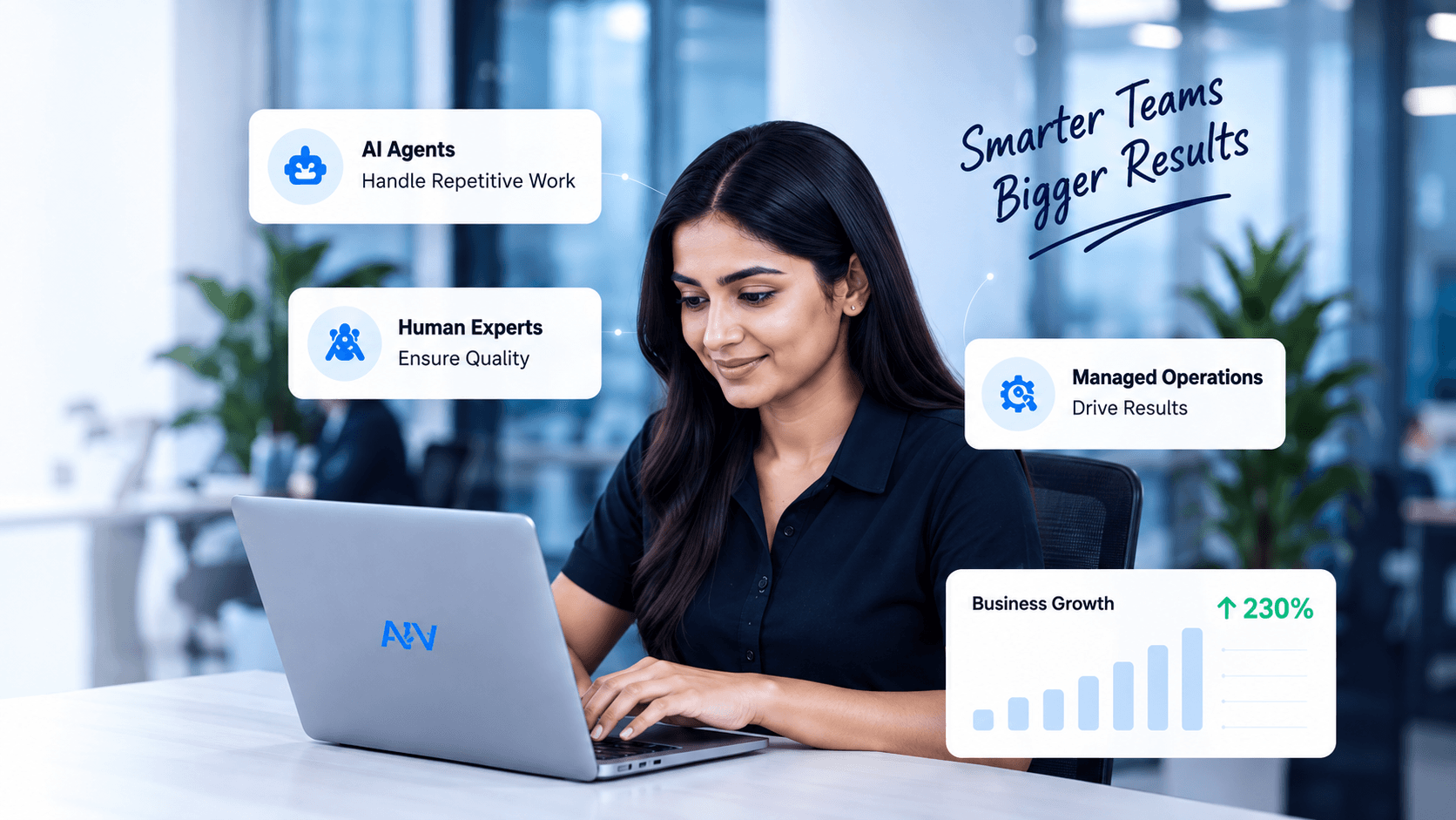 Professional working with AI workforce