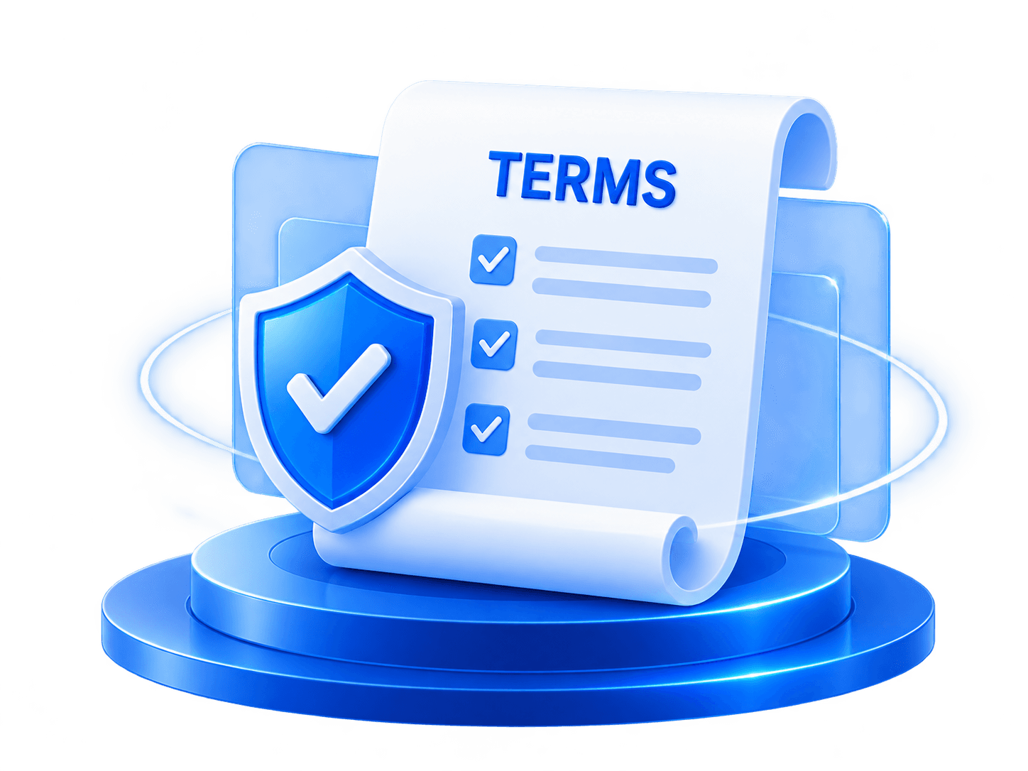 Terms document with a blue security shield